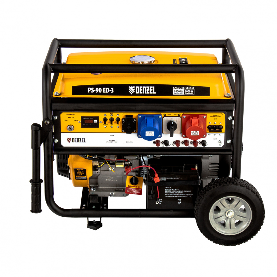 Фото Генератор бенз. PS 90 ED-3, 9.0 кВт, переключение режима 230 В/400 В, 25 л Denzel