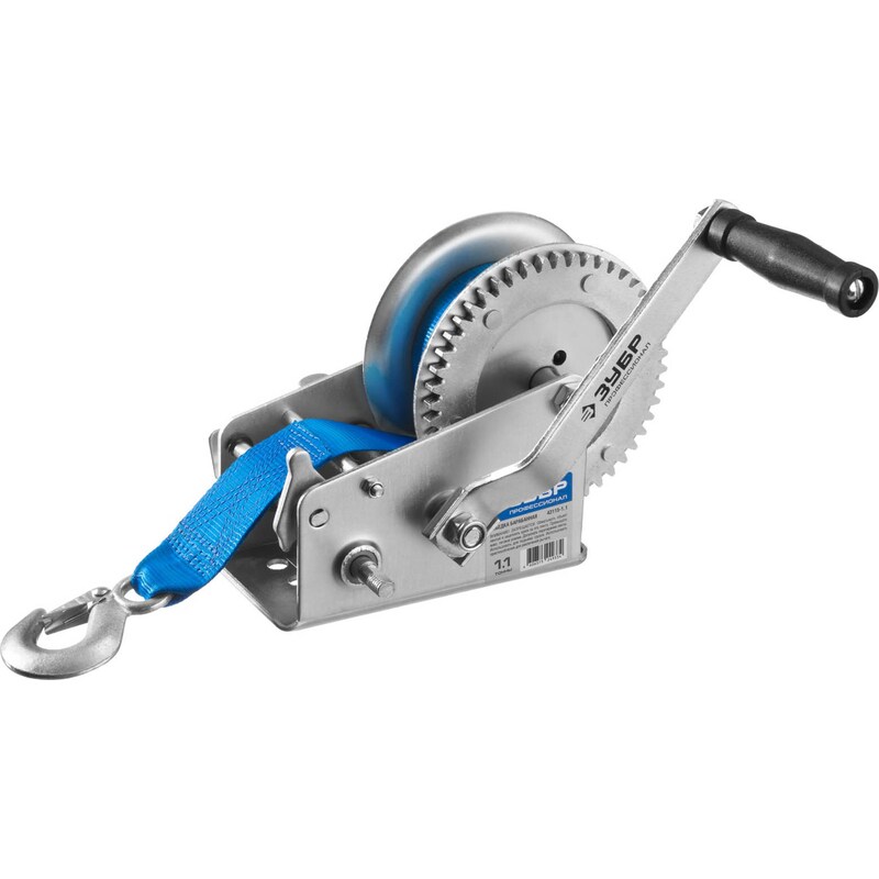 Фото Лебедка барабанная тяговая ленточная Зубр 43115-1.1