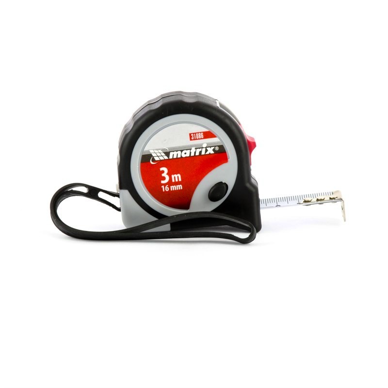 Рулетка Continuous fixation, 3 м х 16 мм, двухкомпонентный корпус, плавная фикс. Matrix