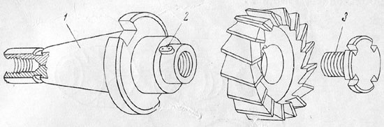схема закрепления фрезы в рамках концевой оправки