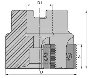 Гребенчатая резьбовая фреза насадного типа со сменными пластинами чертеж