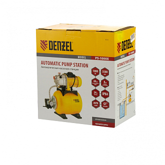 Насосная станция PS1000Х, 1000 Вт, 3500 л/ч, ресивер 24 л, подъем 44 м, нержавейка Denzel - фото 8