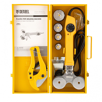 Аппарат для сварки пласт. труб DWP-750, 750 Вт, 0-300 град, 4 насадки, 20-40 мм Denzel - фото 9