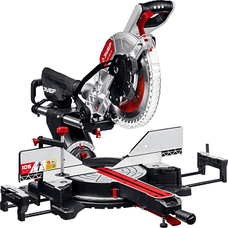 Пила торцовочная ЗПТ-305-1800 ПЛ МастерЗУБР 1800 Вт, 305x30 мм, с протяжкой, лазер, удлинители стола - фото 1