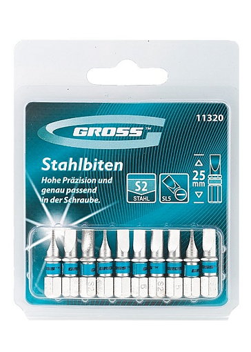 Фото 0 товара Набор бит SL5 х 25, сталь S2, 10 шт. Gross
