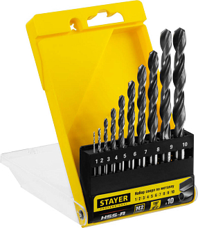 Набор сверл спиральных по металлу 29602-H10_z01 STAYER 10 шт. ( 1-10 мм), HSS-R - фото 1