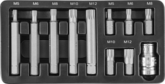 Набор вставок-бит 10 мм DR SPLINE с переходником, 11 предметов, Jonnesway - фото 1
