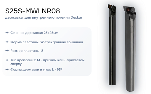 Фото 4 товара Набор резцов токарных 25х25 мм с пластинами по металлу (нержавейка+сталь) DESKAR