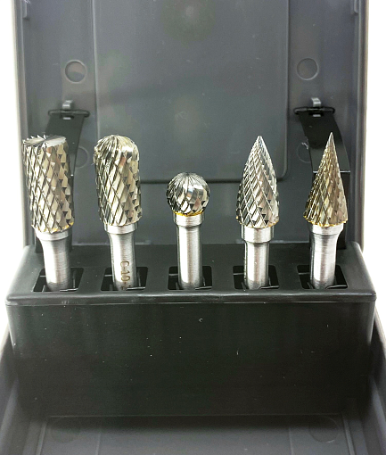 Фото 4 товара Набор борфрез тв. сплав. из 5шт. (B10,C10,D10,G10,M10)х6мм Х-обр. насечка Sekira