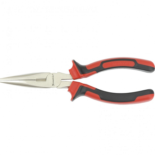 Фото 0 товара Длинногубцы прямые Nickel, 180 мм, никелированные, двухкомпонентные рукоятки Matrix