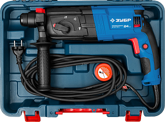 ЗУБР 750 Вт, 0-1100 об/мин, 0-4500 уд/мин, кейс, перфоратор горизонтальный ЗП-24-750 К Профессионал - фото 4