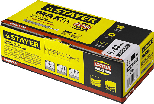 Фото 1 товара Дюбель-гвоздь полипропиленовый с потайным бортиком STAYER 60 x 8 мм, 60 шт.,30645-08-060