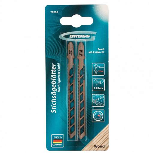 Фото 2 товара Полотна для электролобзика по дереву, улучшенный чистый рез, 2 шт. ( 3160 - PC ) Gross