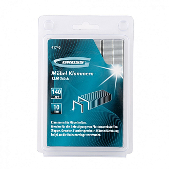Скобы, 10 мм, для мебельного степлера, усиленные, тип 140,1250 шт Gross - фото 2