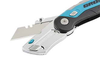 Нож монтажныйный, складной, контейнер-держатель для лезвий, 175 мм, 2 зап. лезвия Gross - фото 4