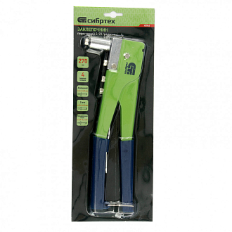 Заклепочник 270 мм, переставной 0-90 град, заклепки 2,4-3,2-4,0-4,8 мм Сибртех - фото 2