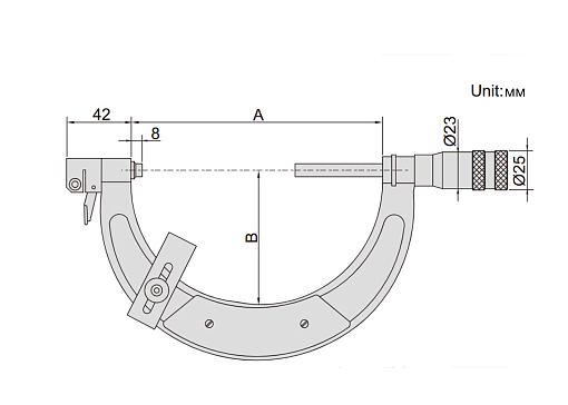 Фото 1 товара Микрометр МРИ- 25, 0.005мм (индикатор не входит в компл), INSIZE