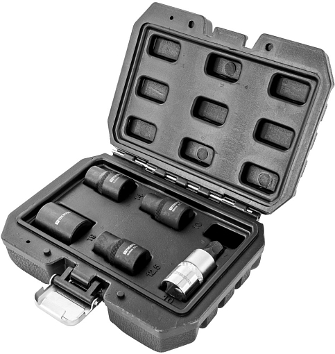 Фото 2 товара Набор головок торцевых и насадки со вставкой-битой с пятигранным профилем для обслуживания тормозных механизмов 1/2"DR, 5 предметов, THORVIK