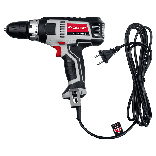 Фото 7 товара ЗУБР 400 Вт, 0-450/0-1800 об/мин, кейс, дрель-шуруповерт сетевая ДШ-М1-400-2 К Мастер