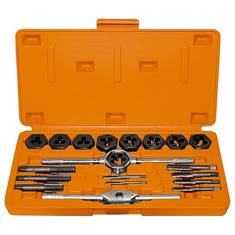 Набор метчиков и плашек М3-М12, плашко-метчикодержатель, 20 пред., пластиковый бокс Sparta - фото 1