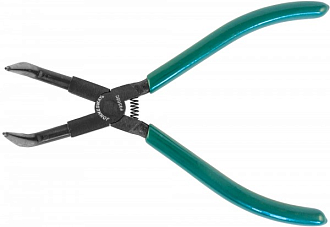 Щипцы загнутые 90° для стопорных колец удлиненные с ПВХ рукоятками, сжим, 215 мм, 10-32 мм, Jonnesway - фото 1