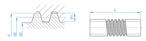 Фото 1 товара Винт трапецеидальный d=32 мм, шаг резьбы 6 мм, L=300 см, TR 32-6-D TECHNIX