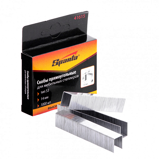 Фото 0 товара Скобы, 14 мм, для мебельного степлера, тип 53, 1000 шт, Sparta