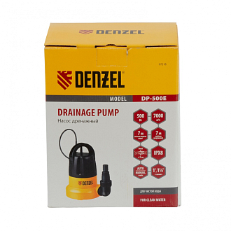 Дренажный насос DP500E, 500 Вт, подъем 7 м, 7000 л/ч Denzel - фото 7