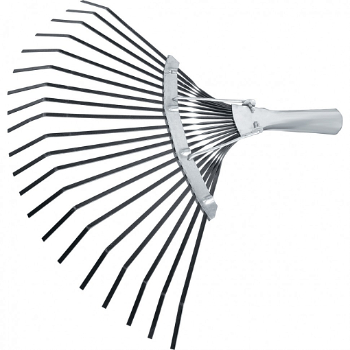 Фото 0 товара Грабли веерные стальные, 385 мм, 20 плоских зуб., оксидир., без черенка, Россия Сибртех