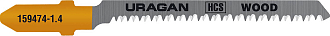 Полотно для эл/лобзика по дереву, фанере, фигурный рез, EU-хвостовик, шаг 1.4 мм, 75/50 мм, 2 шт, HCS URAGAN - фото 1