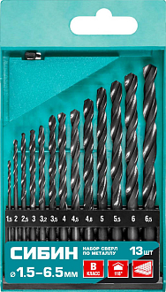 Набор сверл по металлу СИБИН 13 шт. (1,5-6,5 мм), класс В, 29610-H13 - фото 2