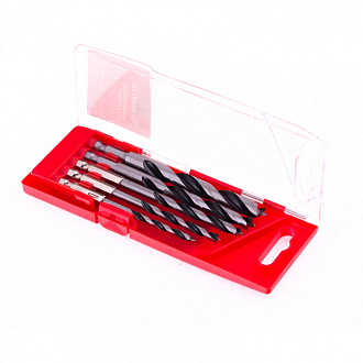Набор сверл по дереву, 4-5-6-8-10 мм, 5 шт, шестигранный хвост., пластиковый кейс, Matrix - фото 3