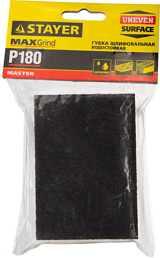Фото 1 товара Губка шлифовальная STAYER 100х68х26мм, Р180, четырехсторонняя, 3560-3