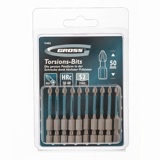 Фото 0 товара Набор бит торсионных PH1 x 50 мм, для ударных шуруповертов, 2 шт. Gross