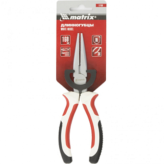 Длинногубцы прямые WHite Nickel, 160 мм, никелированные, трехкомпонентные рукоятки Matrix - фото 3