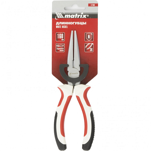 Фото 2 товара Длинногубцы прямые WHite Nickel, 160 мм, никелированные, трехкомпонентные рукоятки Matrix
