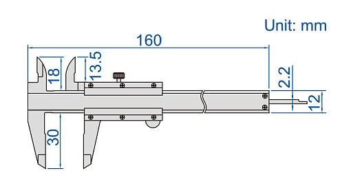 Фото 1 товара Штангенциркуль Шц I-100 (0.05мм) вылет губок 30мм, INSIZE