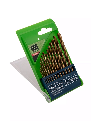 Фото 1 товара Набор нит.титан сверл по мет., 1,5-6,5 мм. НSS, 13 шт Сибртех
