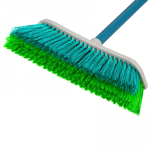 Фото 2 товара Щетка пластмассовая для подметания пола с комбинированной щетиной, 27 см, с черенком, 120 cм, Home Palisad