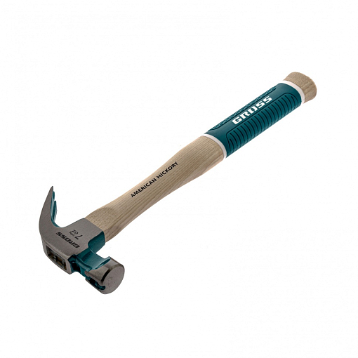 Фото 3 товара Молоток-гвоздодер, 200 г, угол 45, магнит, обрезин. рукоятка American hickory GROSS
