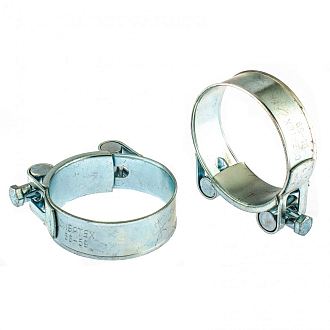 Хомуты мет., силовые 56-59 мм, ширина 22 мм, шарнирный, W1, 2 шт Сибртех - фото 1