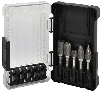 Набор борфрез твердосплавных, тип B, C, D, F, G, 10 мм, двойная насечка, в кейсе, 5 предметов, THORVIK - фото 1