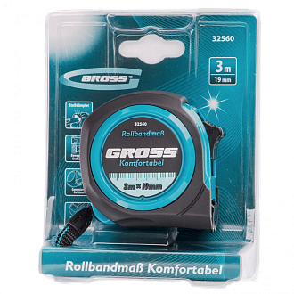 Рулетка Komfortabel 3 м х 19 мм, обрез. корпус Gross - фото 4