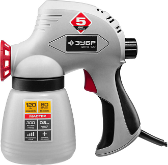 ЗУБР 120 Вт, плунжерный, краскопульт электрический ЗКПЭ-120 Мастер - фото 3