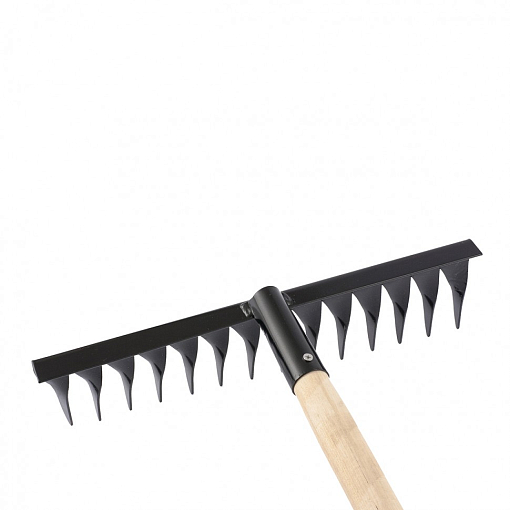 Фото 0 товара Грабли стальные, 350 х 1300 мм, 14 витых зубьев, деревянный черенок, Россия Сибртех