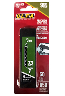 OLFA 50 шт., 9х80х0.38 мм, Лезвия сегментированные EXCEL BLACK OL-ABB-50B - фото 4