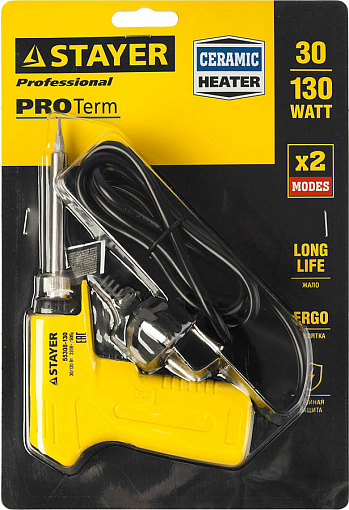 Фото 3 товара STAYER 30/130 Вт, двухкомпонентная рукоятка, электропаяльник Proterm 55308-130 Professional