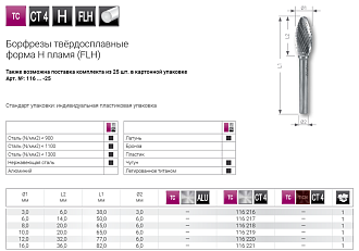 Борфреза пламевидная тип H FLH 16,0х36 RUKO арт.116221 - фото 2