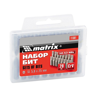 Набор бит PH1 x 25 мм, сталь 45Х, 20 шт, пластиковый бокс Matrix - фото 1