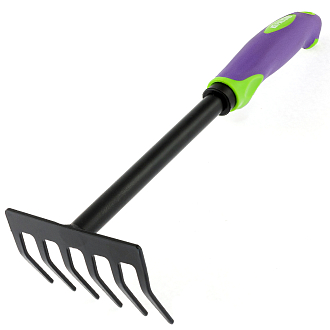 Грабли 6-зубые, 110х300 мм, стальные, обрезиненная эргономичная рукоятка, LSR1, Palisad - фото 2